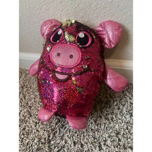 Shimmeez Beverly Hills Teddy Bear Co Plush Stuffed Pig Pink Gold 8"